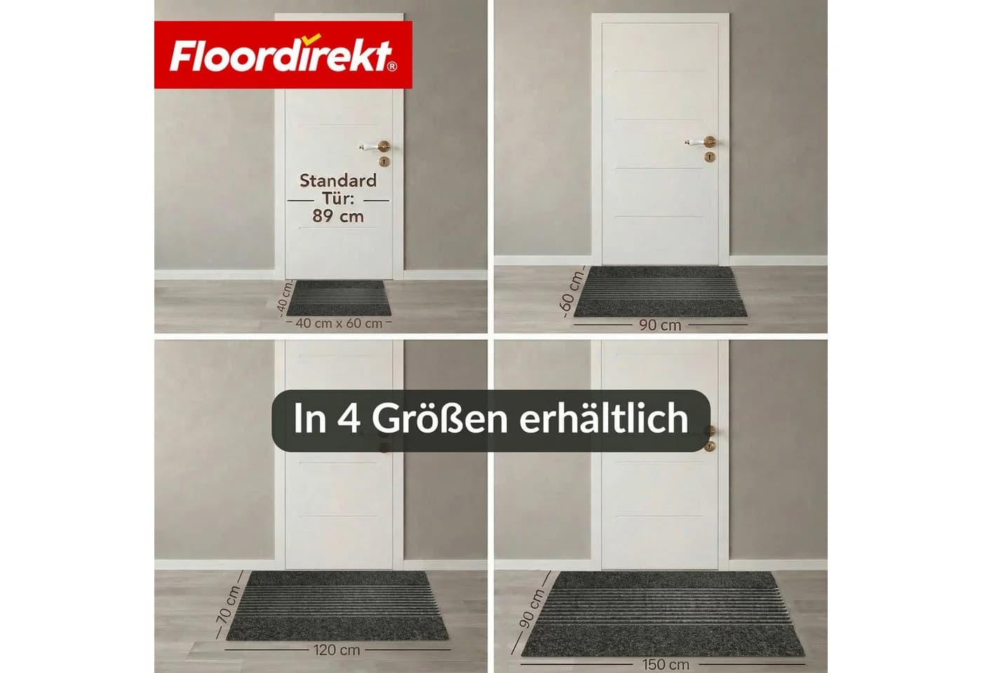 Floordirekt Schmutzfangmatte Circa Anthrazit Streifen waschbar rutschfest