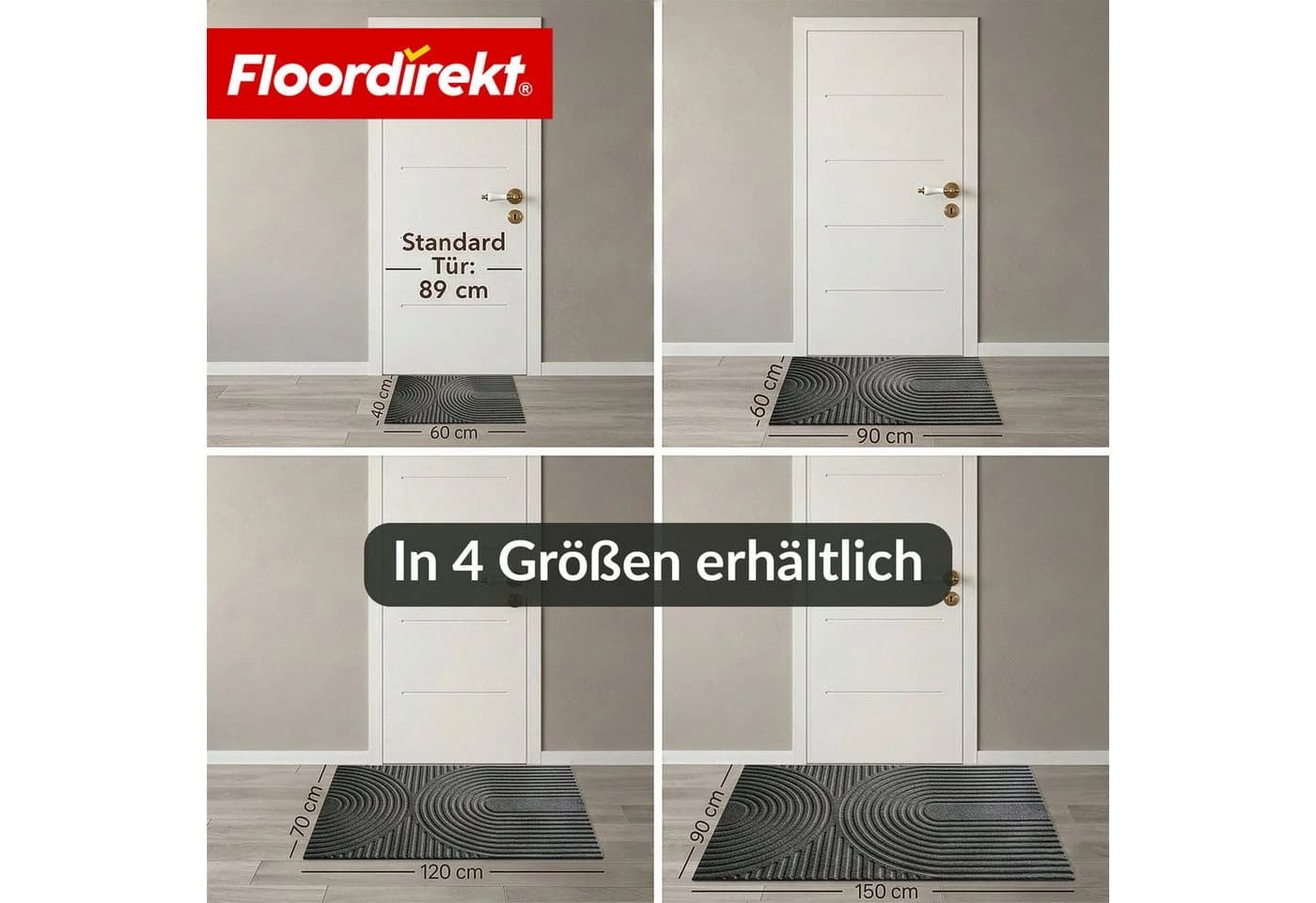 Floordirekt Schmutzfangmatte Circa Anthrazit Wellen waschbar rutschfest