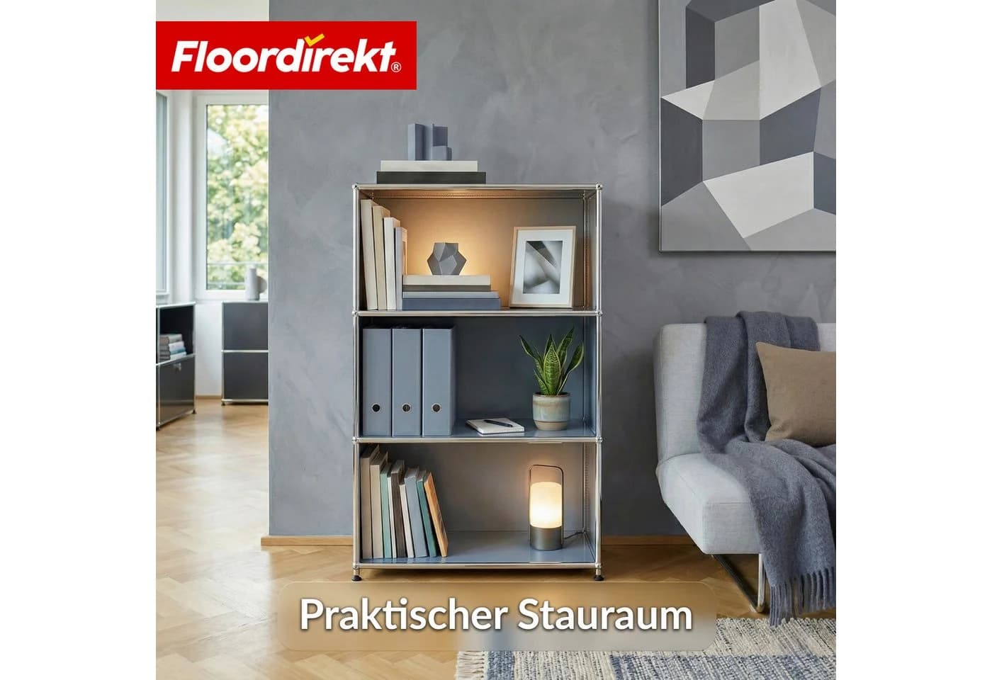 Floordirekt Bücherregal Metall Grau 4 Ablagen - Bild 5