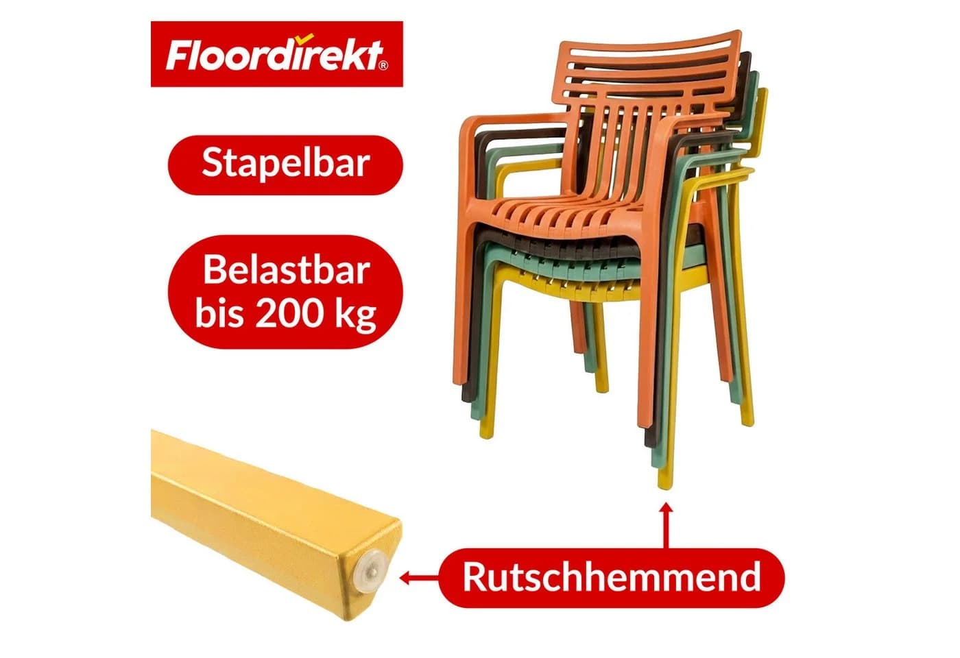 Floordirekt Gartenstuhl Terrano Stapelbar Gelb Kunststoff - Bild 3