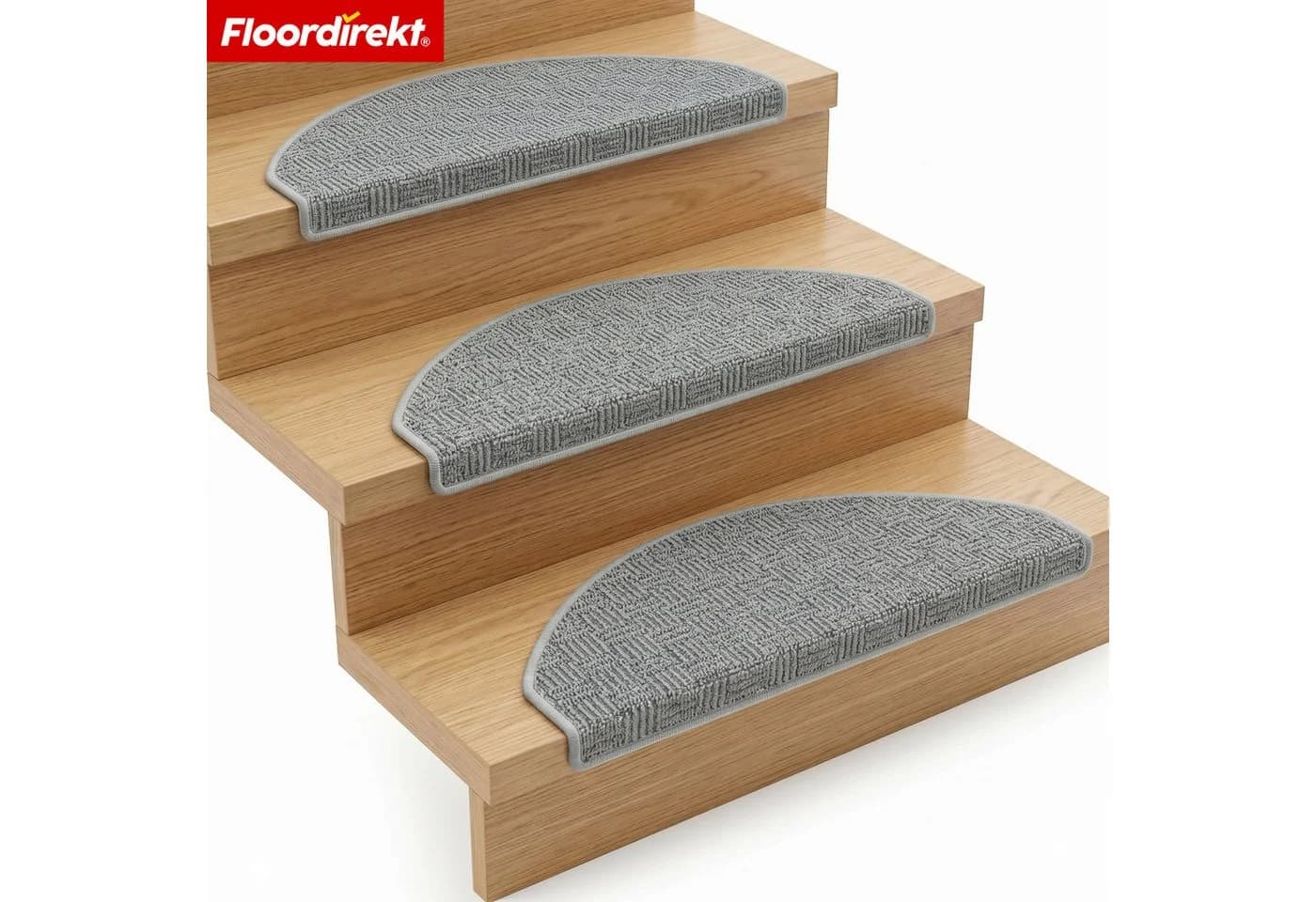 Floordirekt Stufenmatte Monaco Grau Halbrund Rutschhemmend