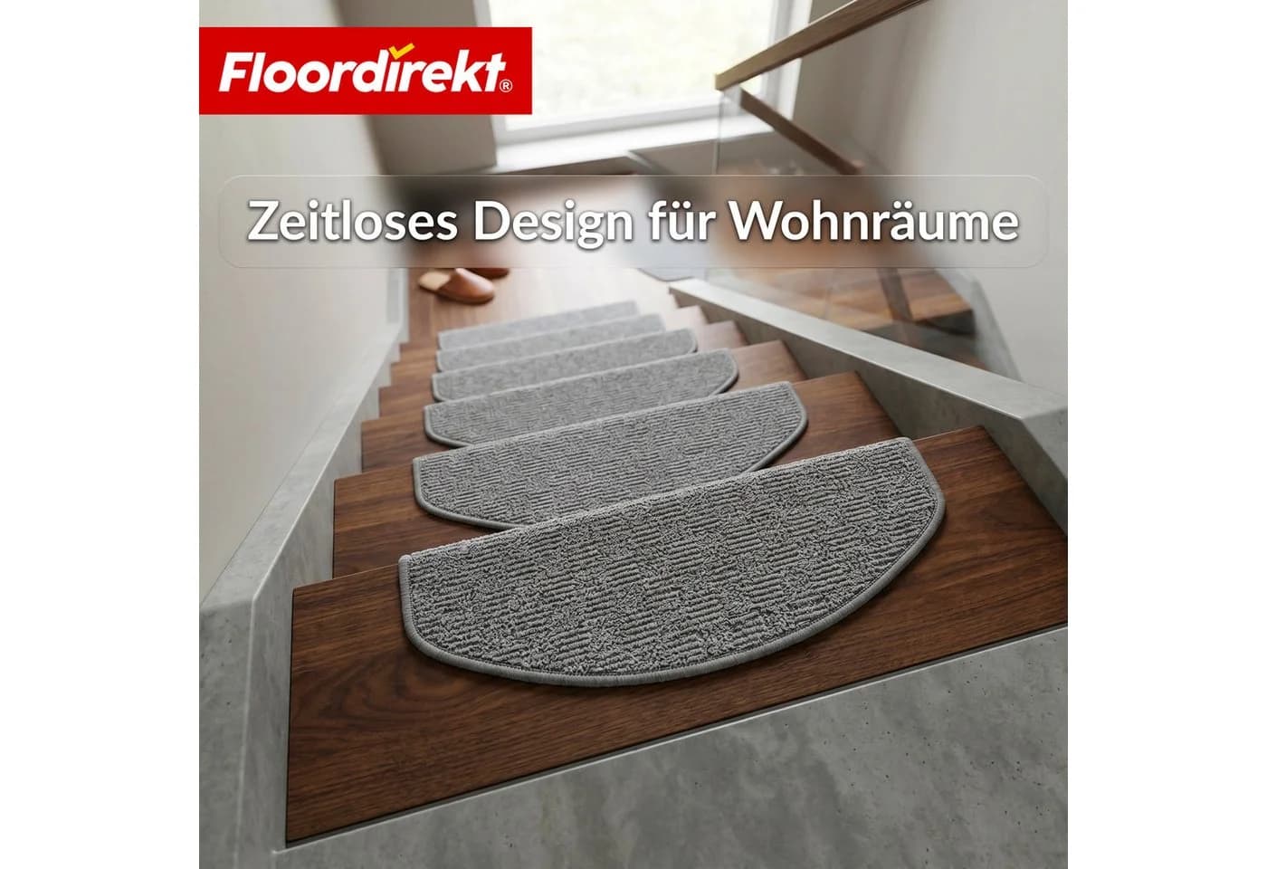 Floordirekt Stufenmatte Monaco Grau Halbrund Rutschhemmend - Bild 5
