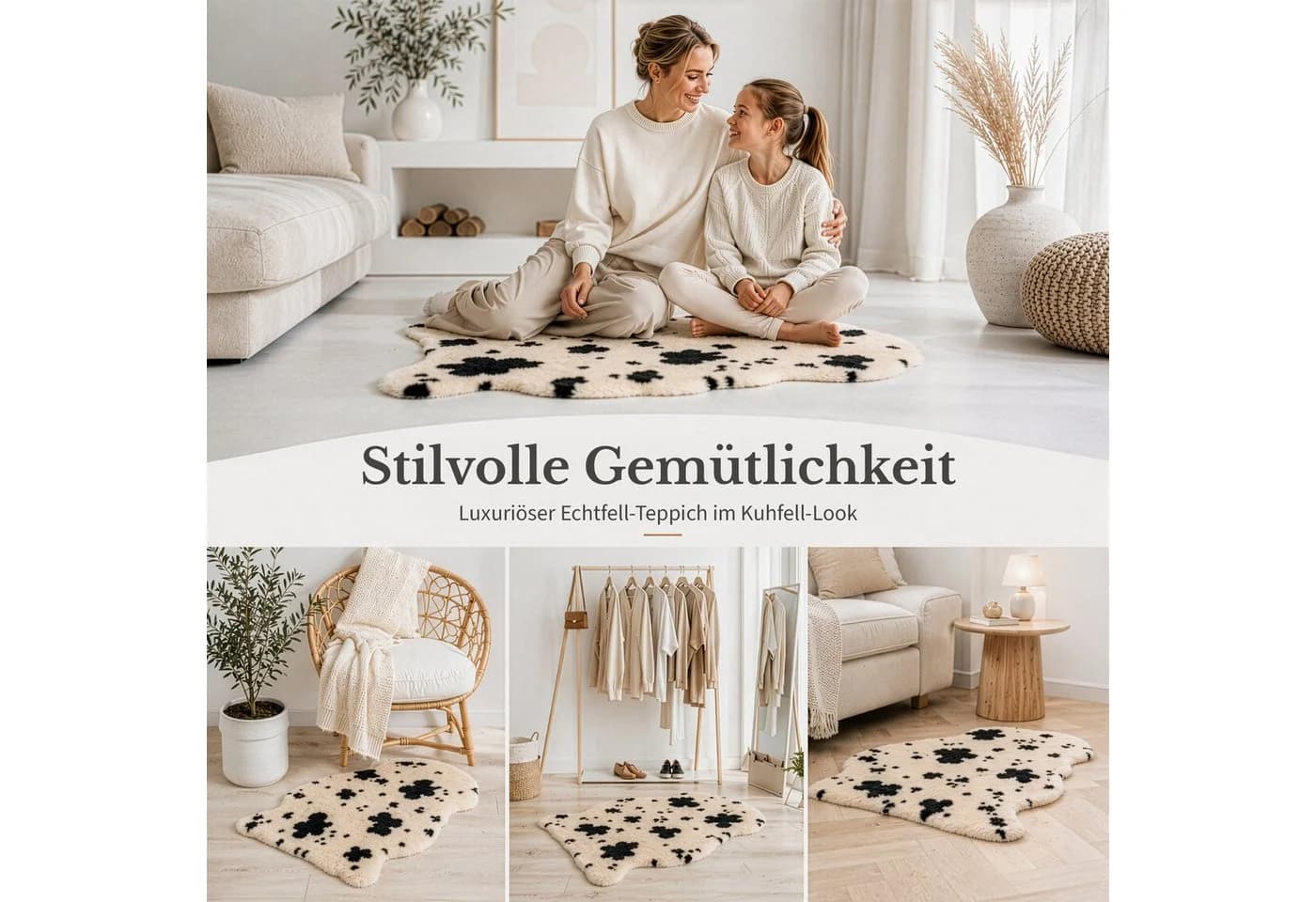 Karat Design-Schaffell Audrey Fellteppich 100% Schafwolle Leder - Bild 4