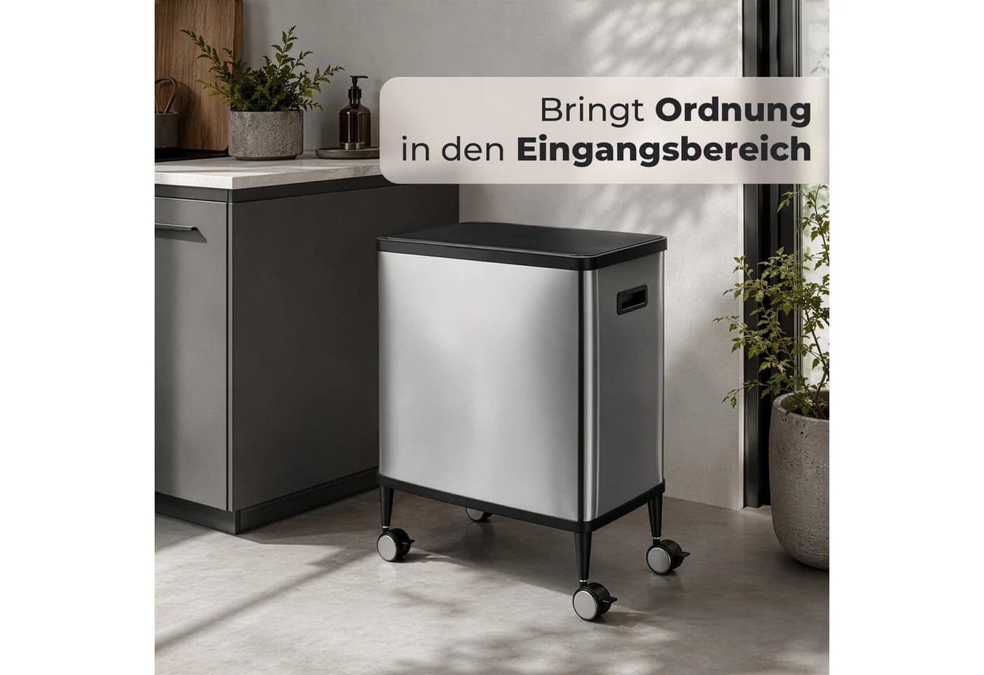 Karat Mülleimer Sensor Abfalleimer Tyler 48 L mit Mülltrennung Edelstahl Schwarz