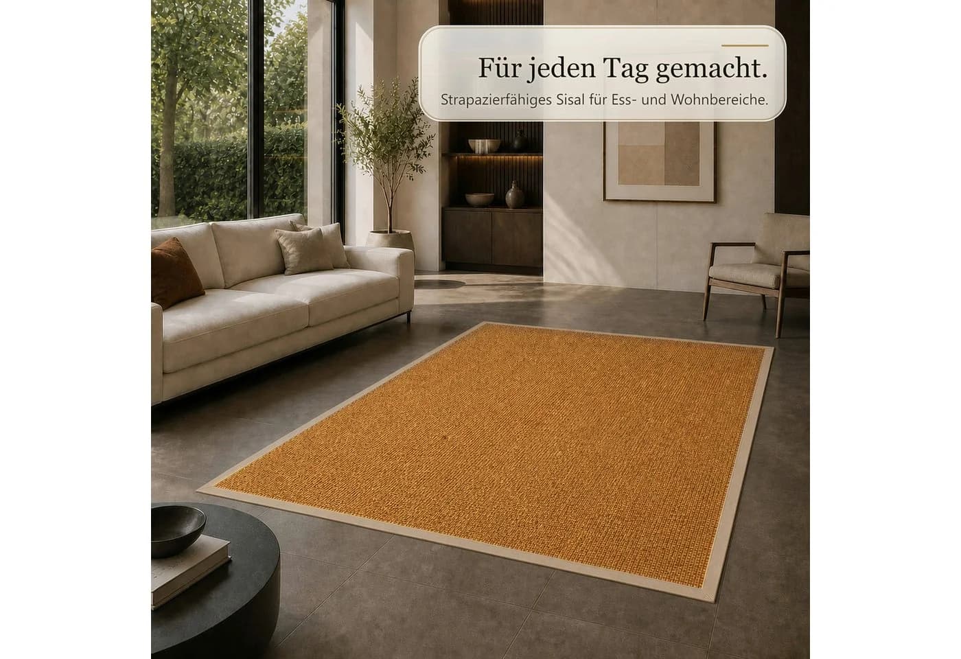 Floordirekt Sisalteppich Goa mit Stoffbordüre und Latexrücken