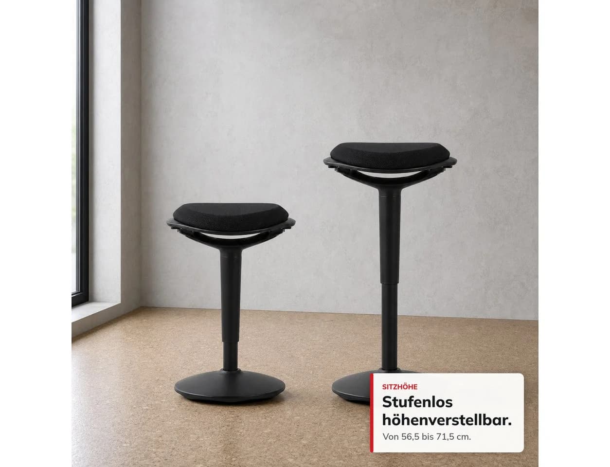 Floordirekt Ergonomischer Sitzhocker Elio höhenverstellbar Schwarz - Bild 3
