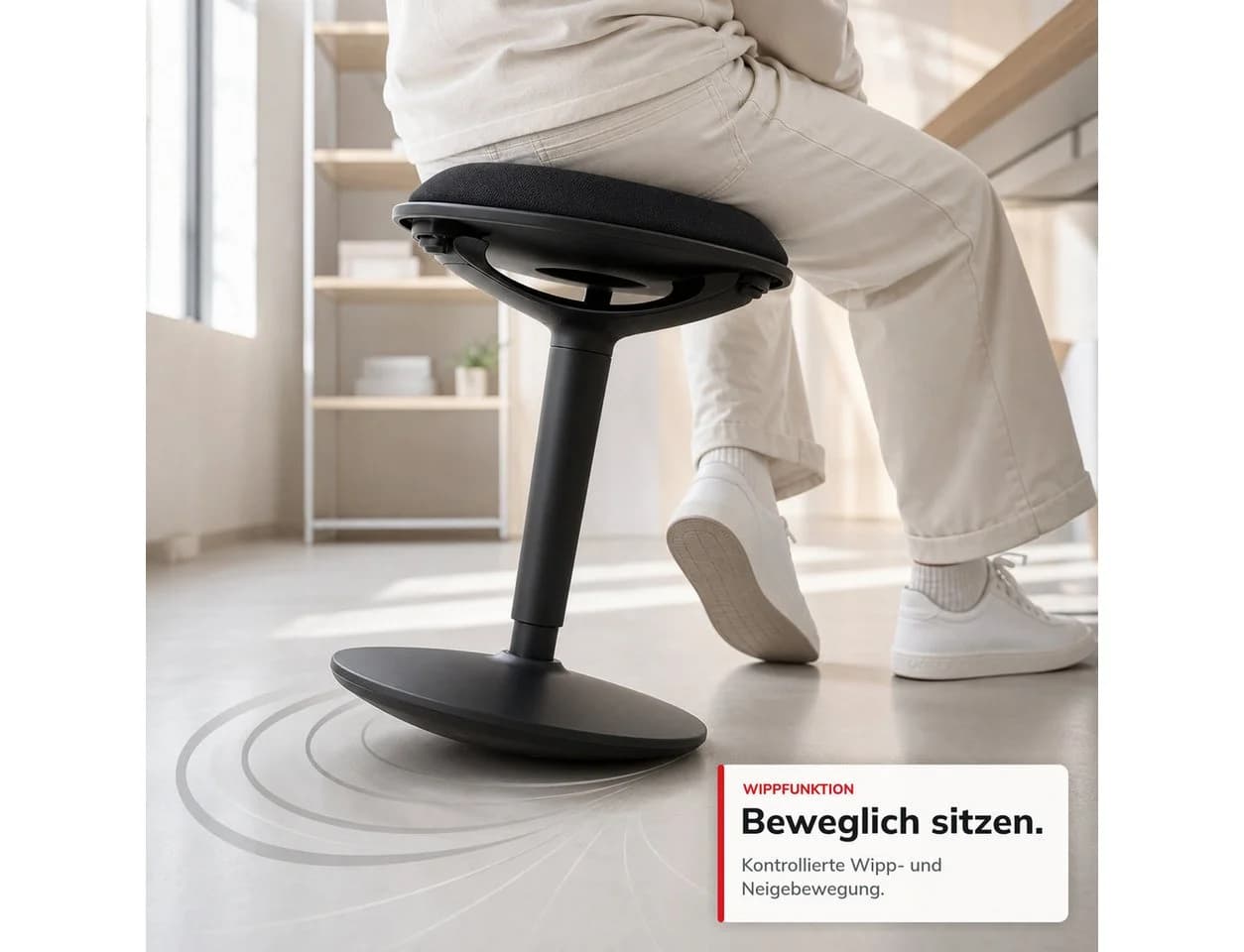 Floordirekt Ergonomischer Sitzhocker Elio höhenverstellbar Schwarz - Bild 4