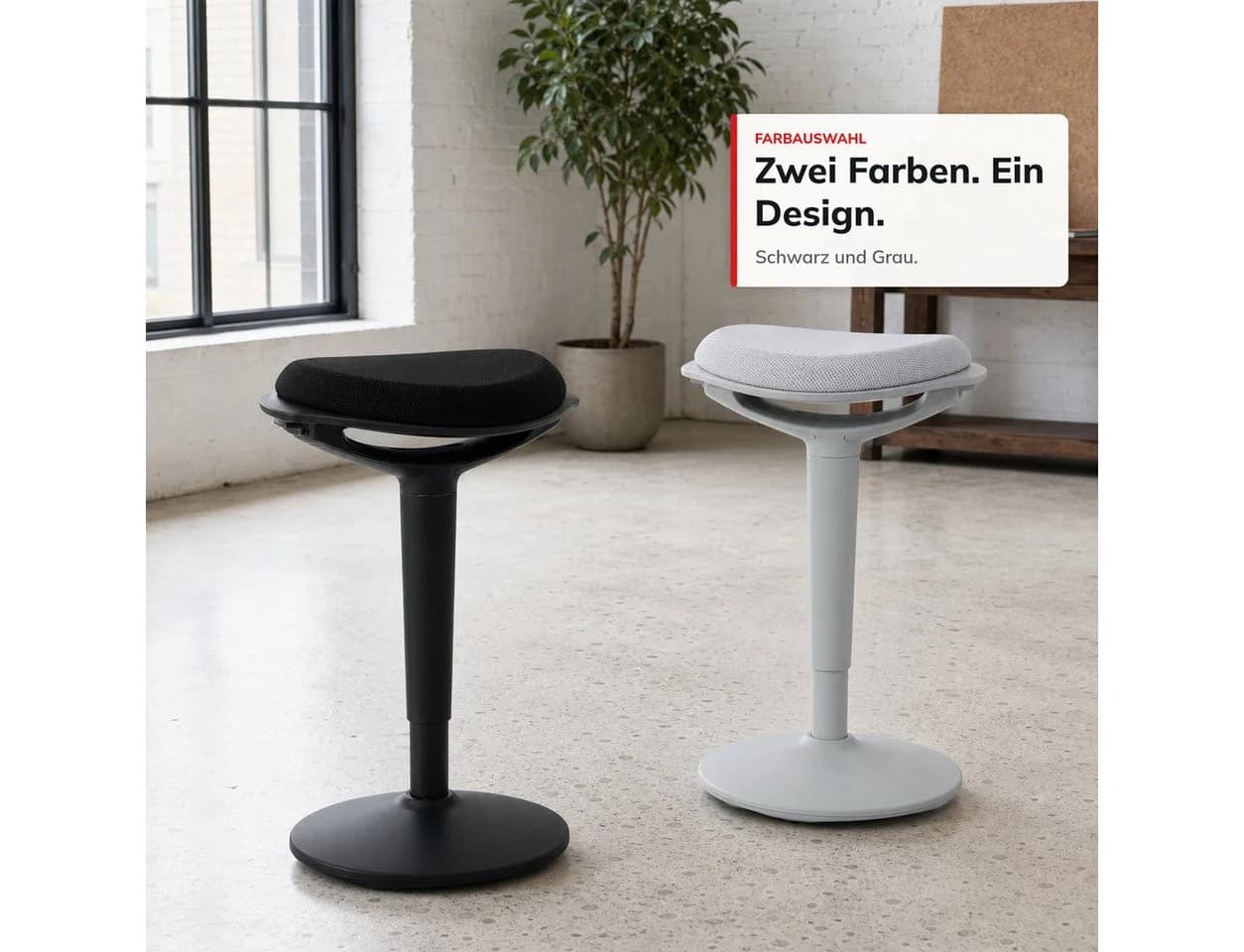 Floordirekt Ergonomischer Sitzhocker Elio höhenverstellbar Grau