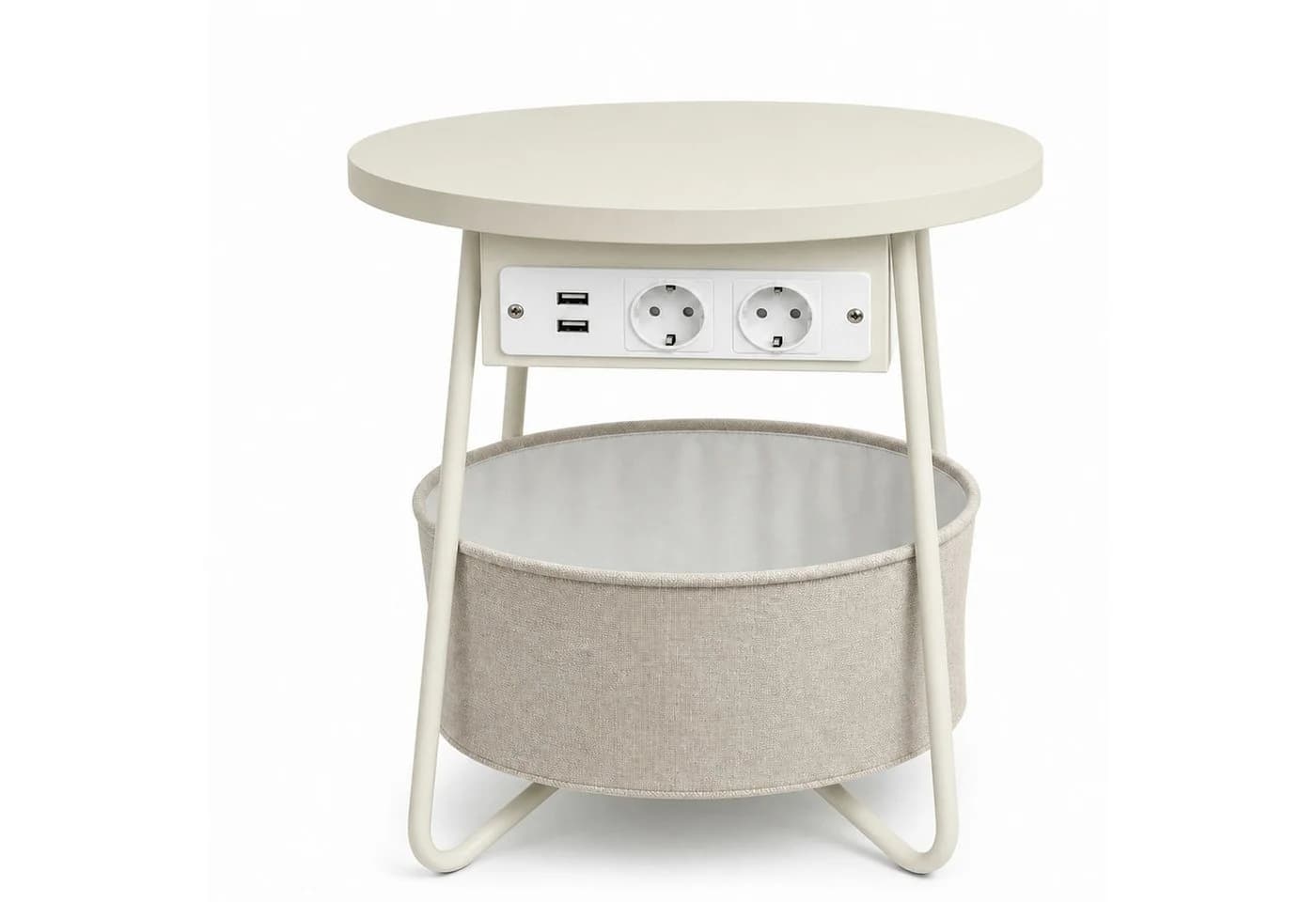 Floordirekt Couchtisch Dario Rund Beige mit Steckdosen & USB - Bild 2