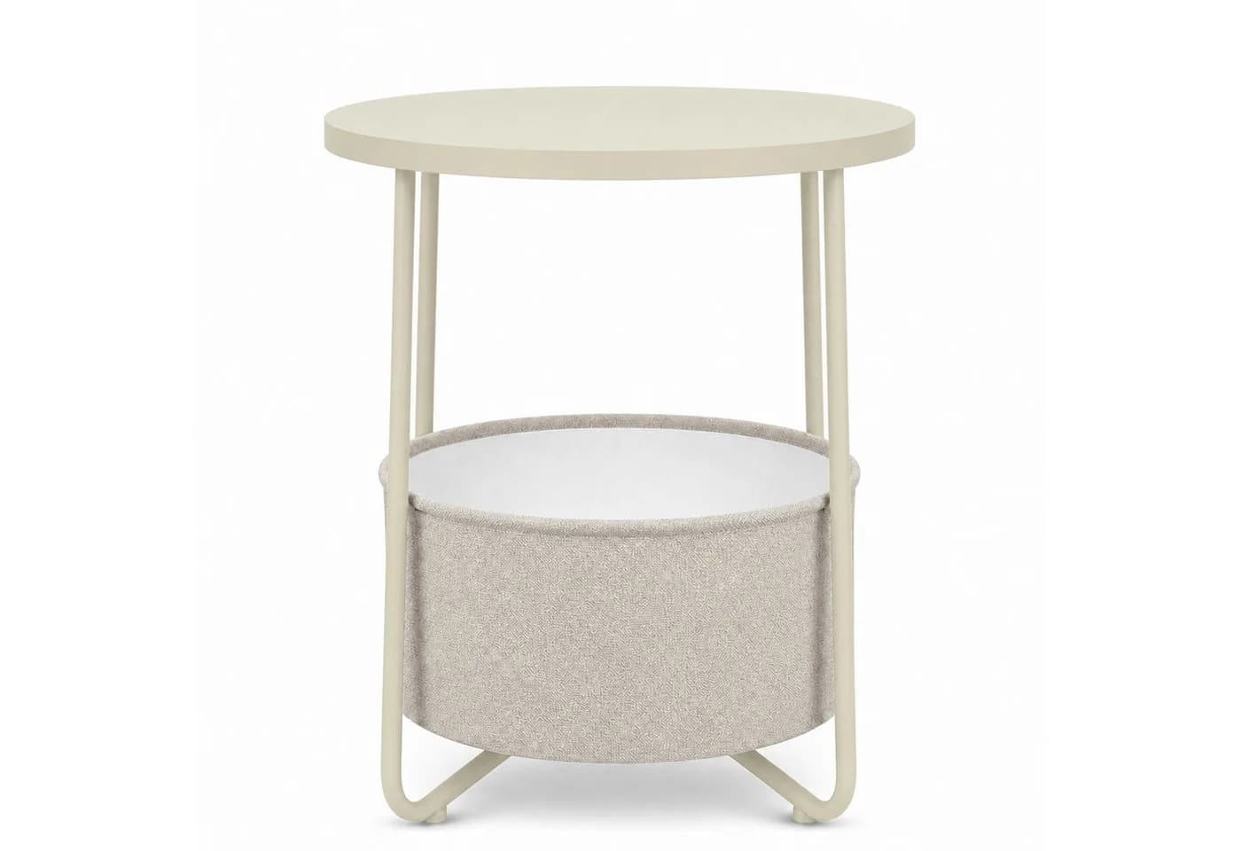 Floordirekt Beistelltisch Luca rund mit Stoffkorb Stauraum 45 cm - Bild 2