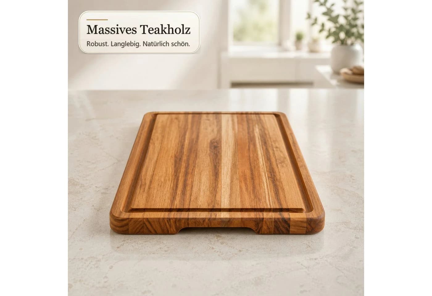 Floordirekt Schneidebrett Maison Teak Edge Grain massives Teakholz mit Saftrille - Bild 4