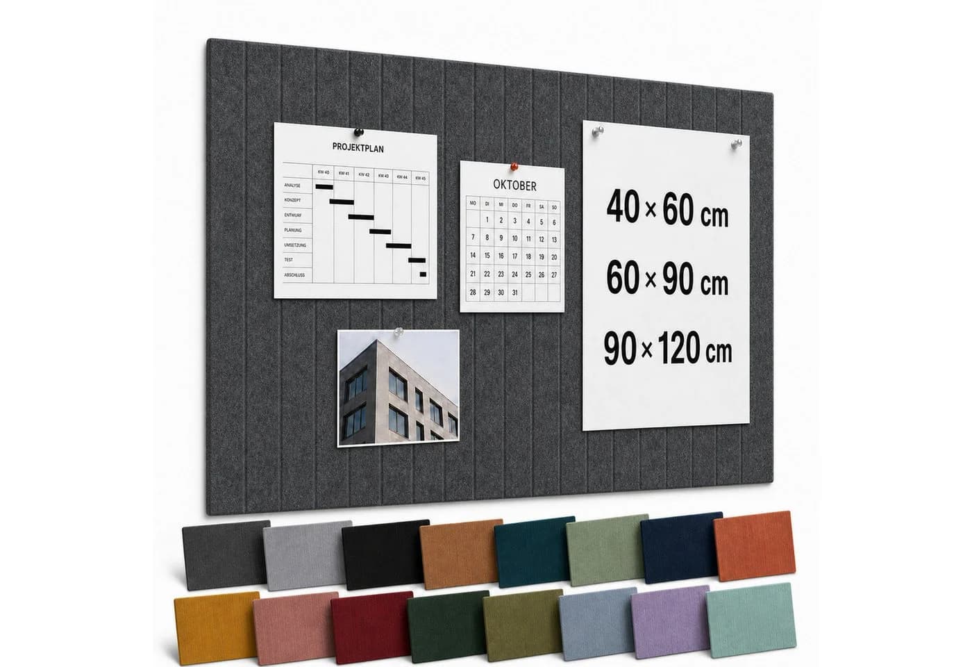 Master of Boards Pinnwand Groove Board Filz grau schallabsorbierend