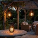 NOWA LED Solarleuchte Laterne mit Flammen-Effekt Schwarz 2er Set Bild 3