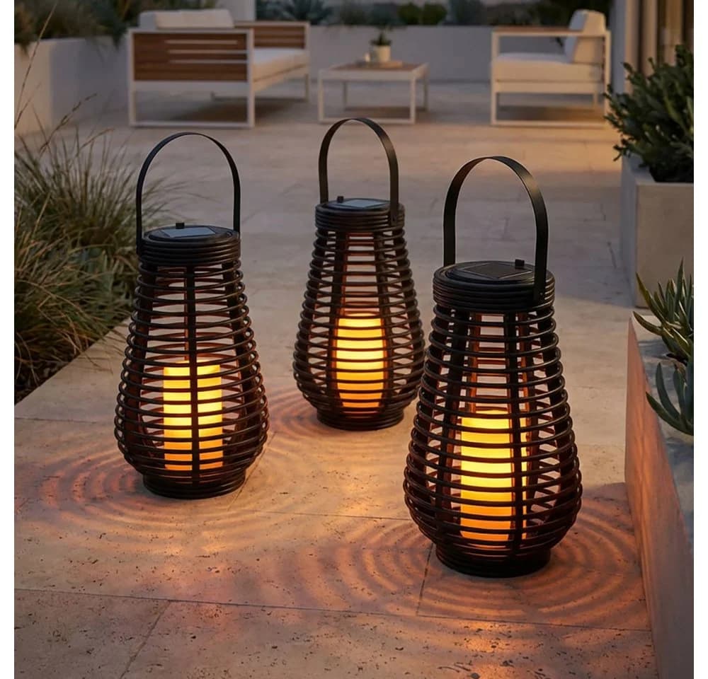 NOWA LED Solarleuchte 3er Set mit Flammen-Effekt Schwarz - Bild 2