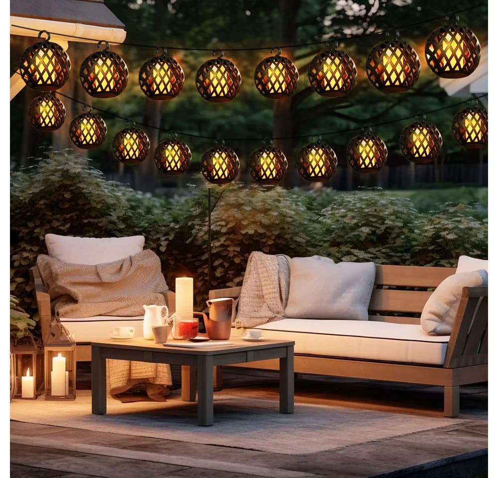 NOWA Solarlichterkette 16x LED Kugeln Schwarz Flammeneffekt - Bild 2