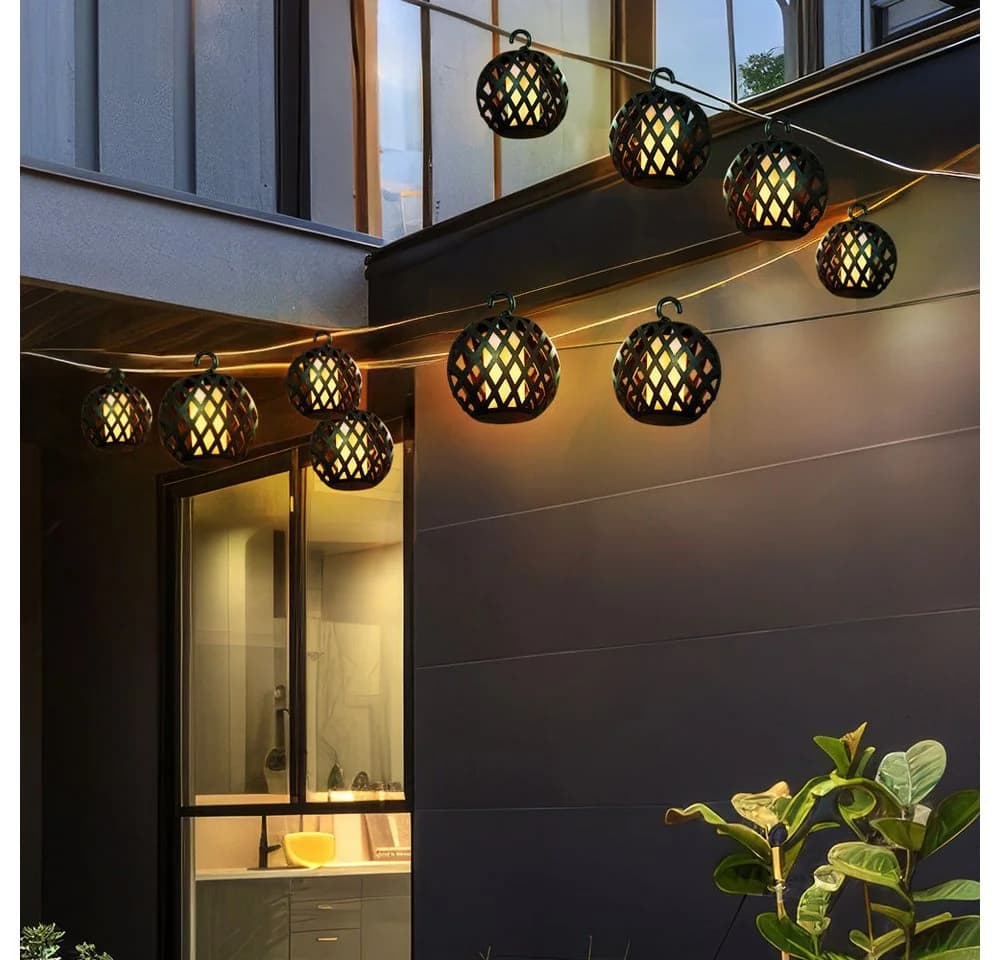 NOWA Solarlichterkette 16x LED Kugeln Schwarz Flammeneffekt - Bild 3
