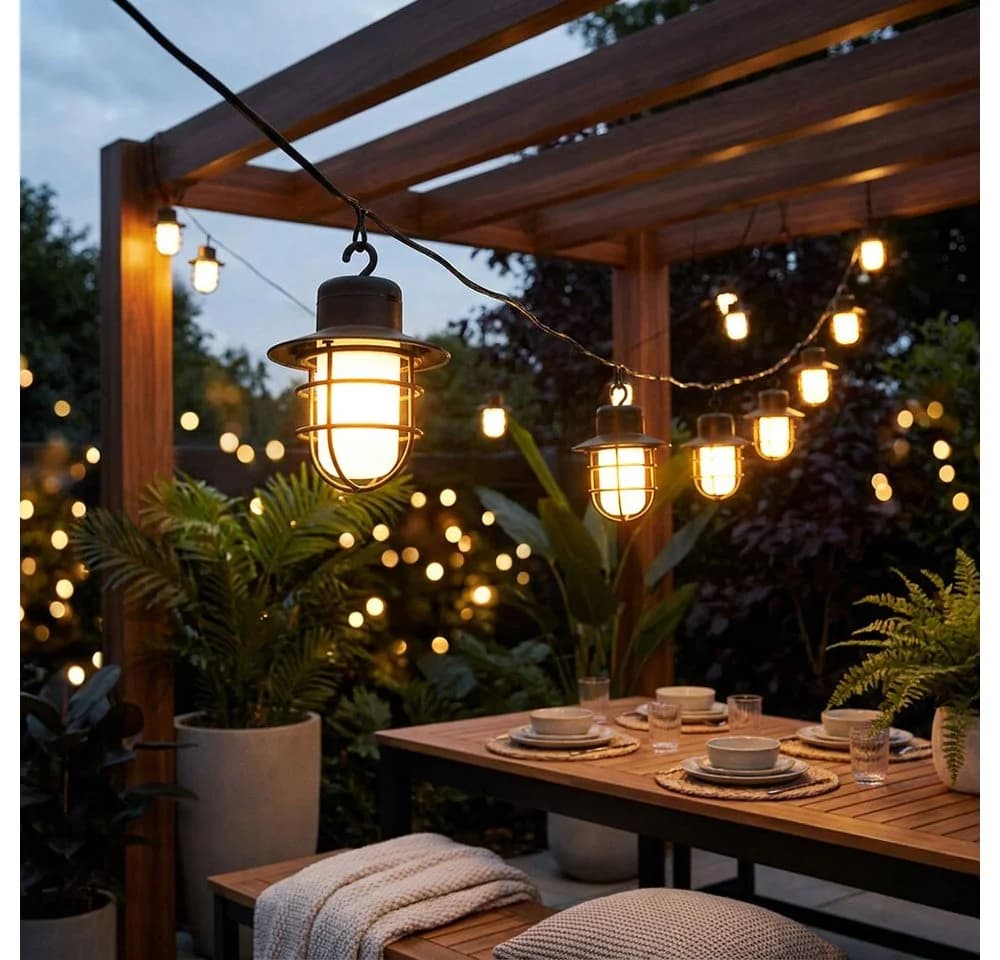 NOWA Solar-Lichterkette mit 24 LED-Laternen Schwarz - Bild 4