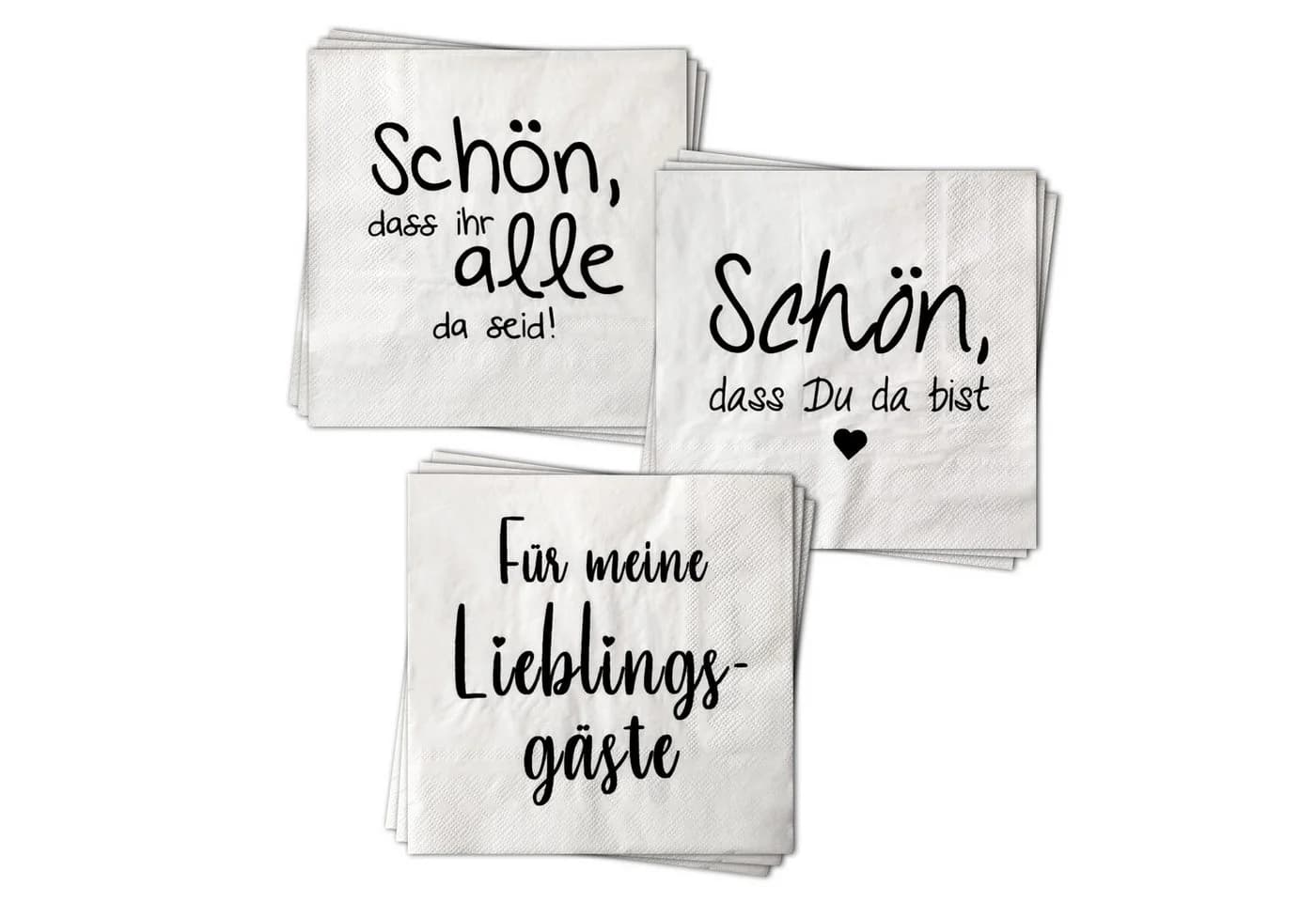 Spetebo Papierservietten 60 Stück 3 Motive Schwarz/Weiß - Bild 2
