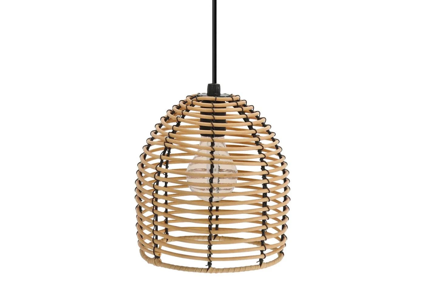 Spetebo LED Hängeleuchte Rattan Optik Braun/Schwarz mit Timer - Bild 4