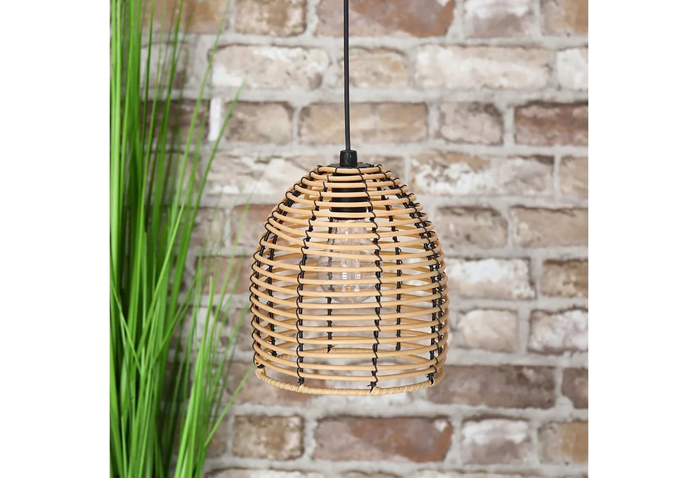 Spetebo LED Hängeleuchte Rattan Optik Braun/Schwarz mit Timer - Bild 5