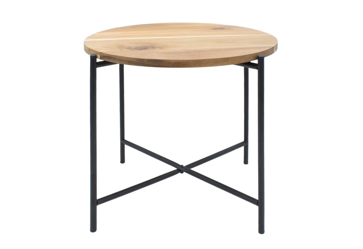 Spetebo Beistelltisch mit Akazien Tischplatte Couchtisch 1-St. Holz Platte Metall Gestell Tischplatte abnehmbar - Bild 2