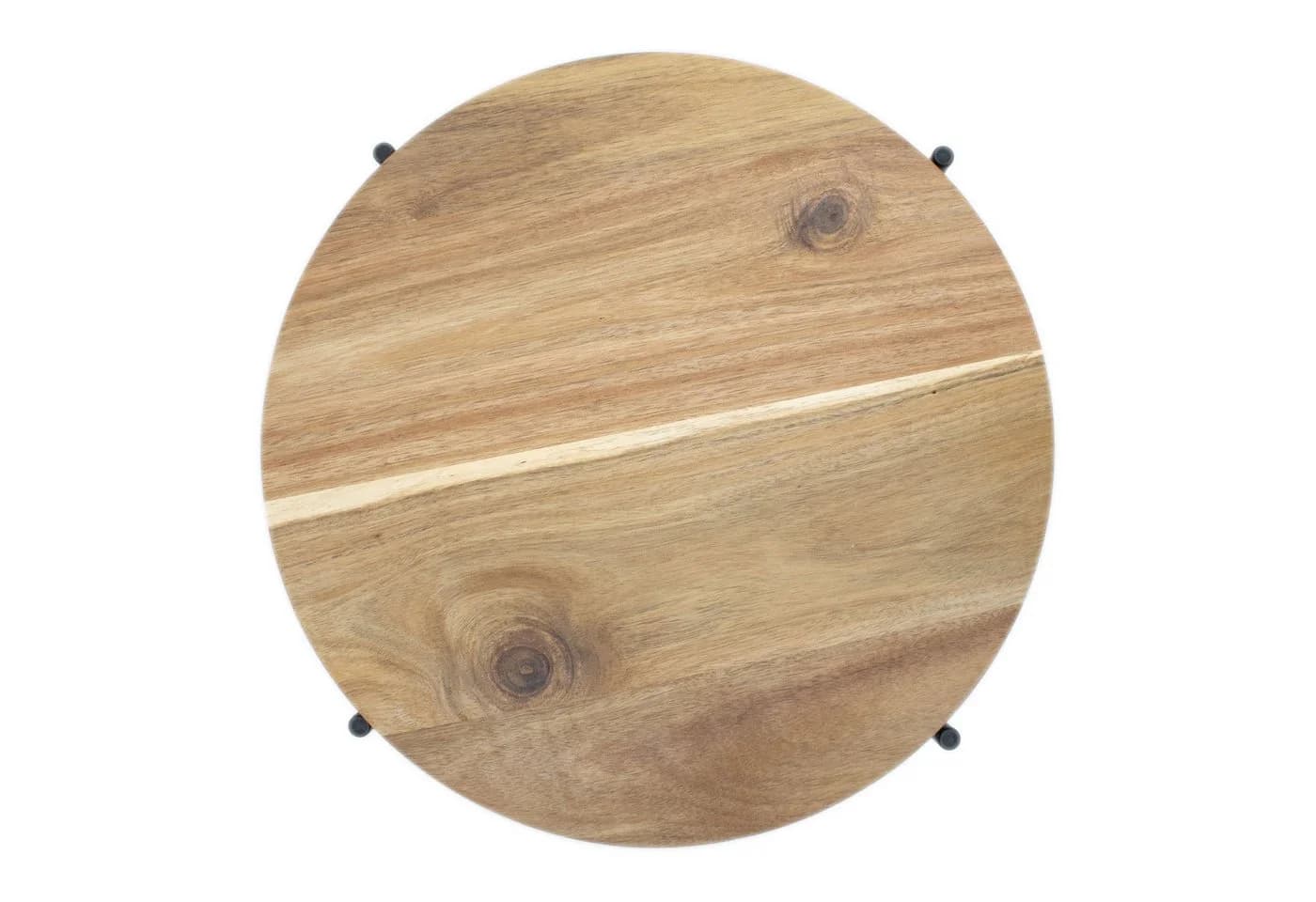 Spetebo Beistelltisch mit Akazien Tischplatte Couchtisch 1-St. Holz Platte Metall Gestell Tischplatte abnehmbar - Bild 4