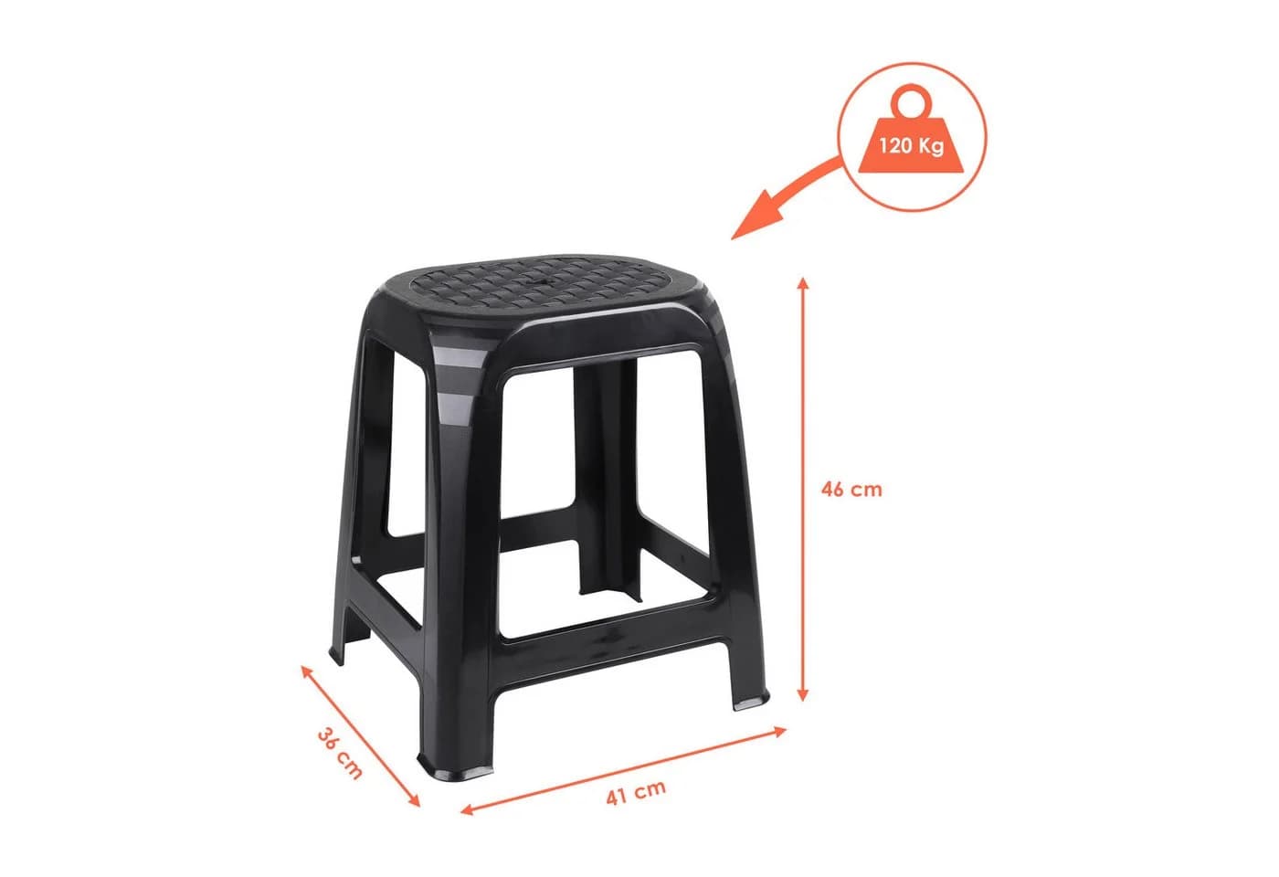 Spetebo Tritthocker Schwarz Kunststoff 46x41cm - Bild 1