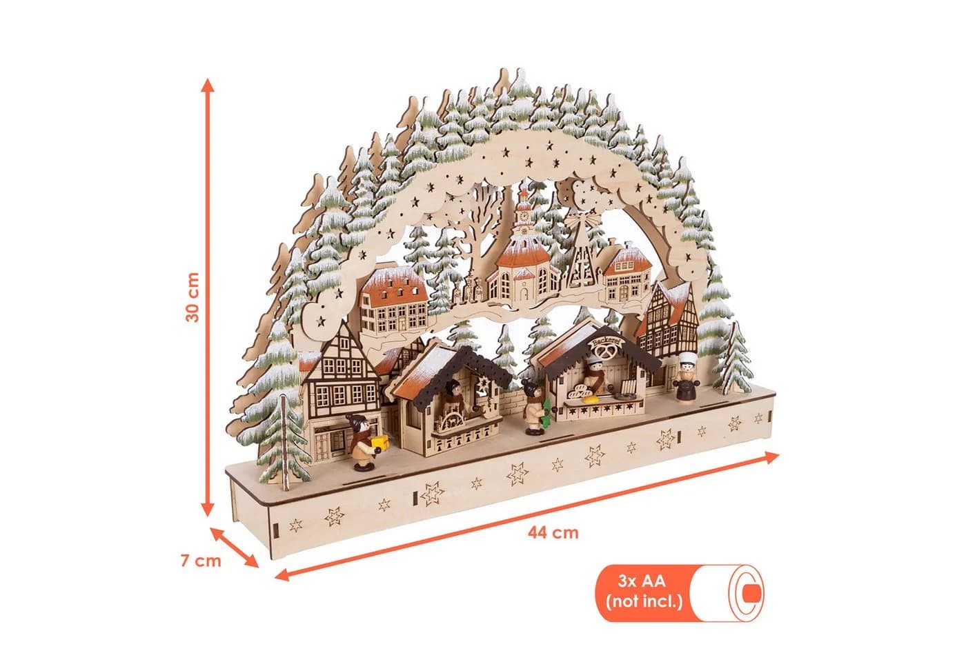 SPETEBO LED Schwibbogen aus Holz Wintermarkt Motiv