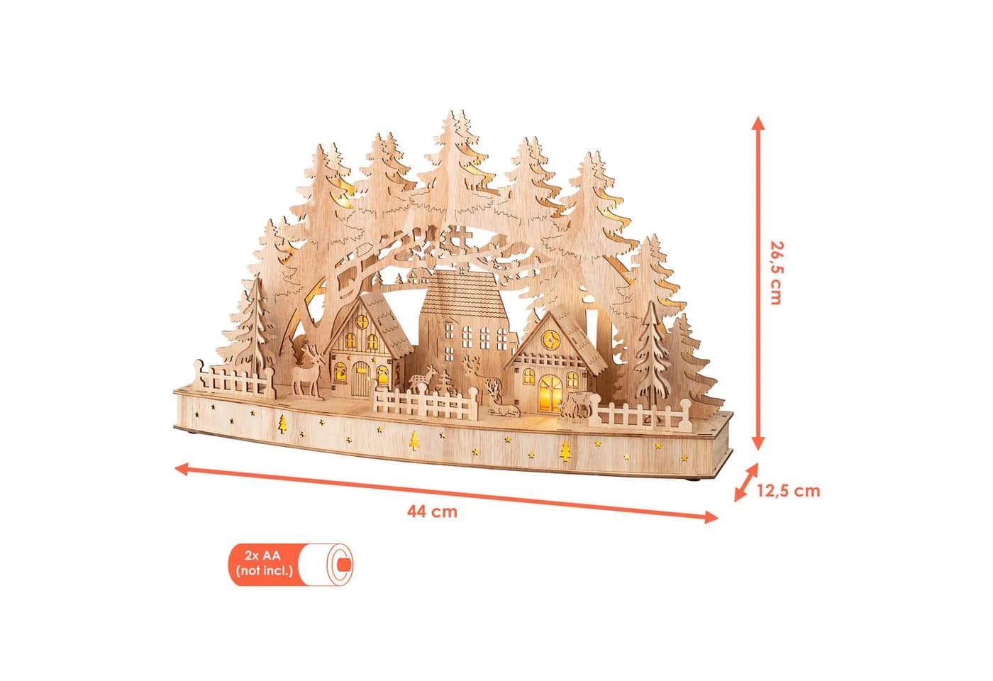 Spetebo LED Schwibbogen Weihnachtsdorf mit Timer warm weiß