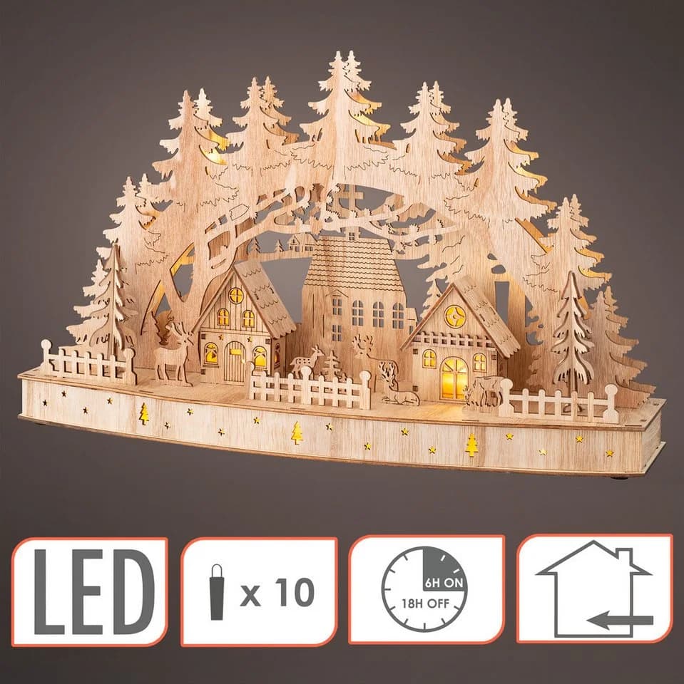 Spetebo LED Schwibbogen Weihnachtsdorf mit Timer warm weiß - Bild 3