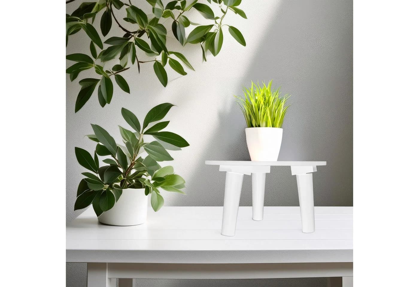 Spetebo Blumenhocker aus Holz rund 25 cm weiß mit 3 Füßen - Bild 5