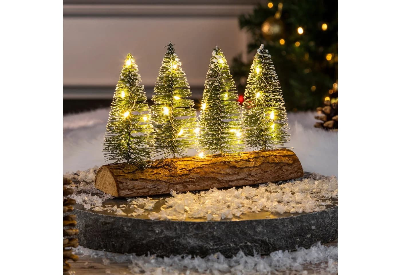 Spetebo LED Dekofigur Tannenbäume mit Baumstammfuß warm weiß - Bild 5