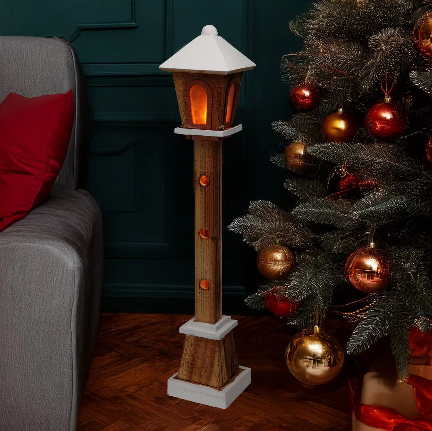 Spetebo Holz Laterne LED Dekofigur 23 LED warm weiß 75 cm - Bild 5