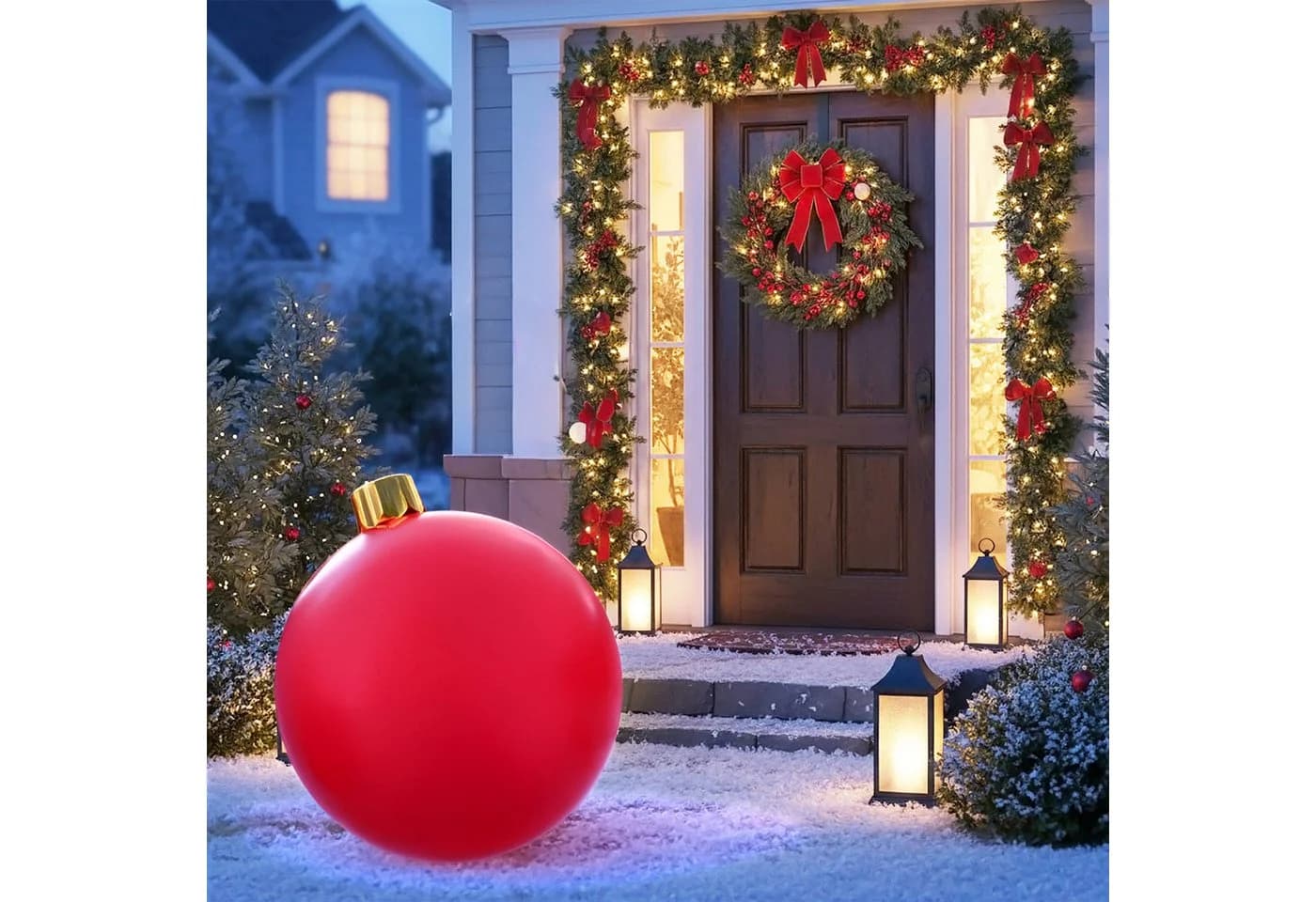 Spetebo Riesen Weihnachtskugel aufblasbar 45 cm Rot - Bild 5