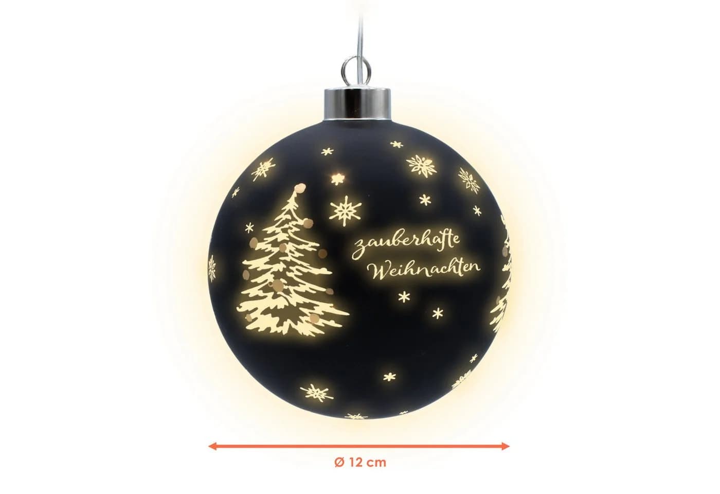 Spetebo LED Weihnachts-Glaskugel Schwarz Matt mit Timer