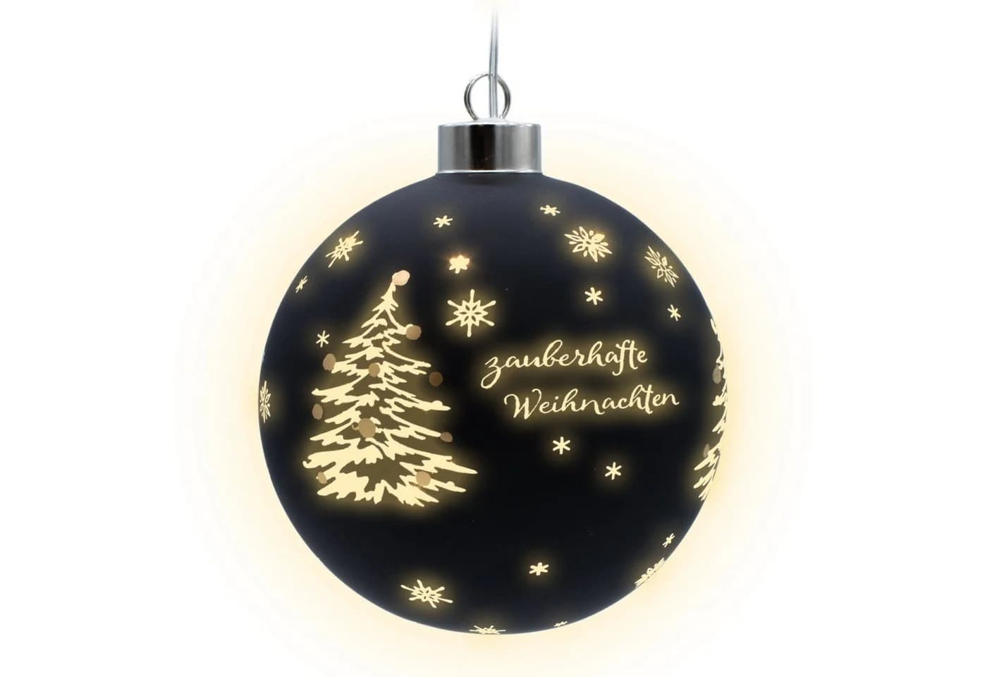 Spetebo LED Weihnachts-Glaskugel Schwarz Matt mit Timer - Bild 2