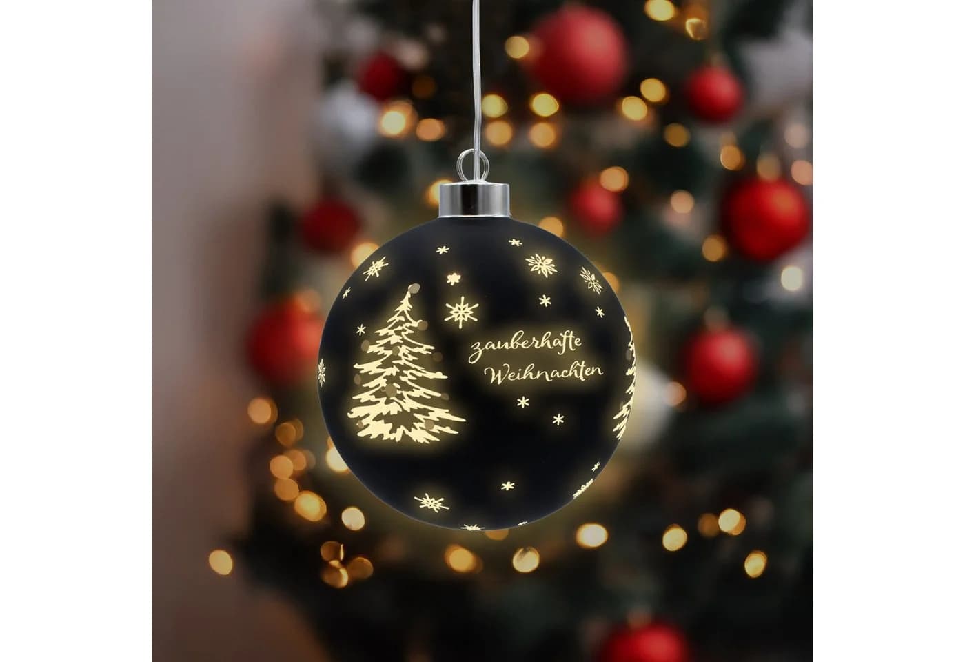 Spetebo LED Weihnachts-Glaskugel Schwarz Matt mit Timer - Bild 5