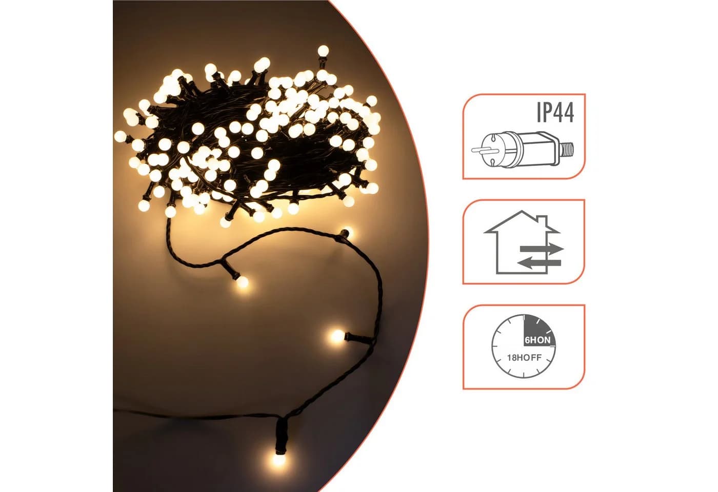 Spetebo LED-Lichterkette Außen 200 Mini-Kugeln Warm Weiß Dimmer Timer - Bild 3