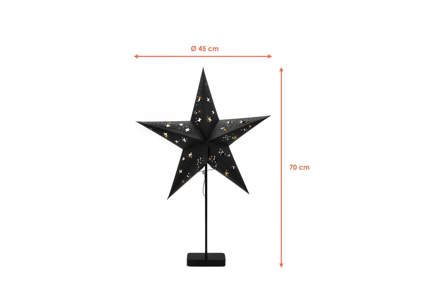 Spetebo LED Stern Deko Leuchte Schwarz mit Timer