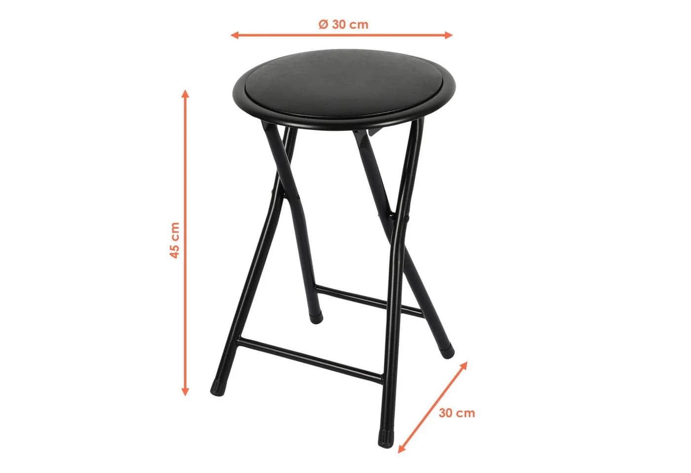 Spetebo Metall Klapphocker Schwarz Gepolstert