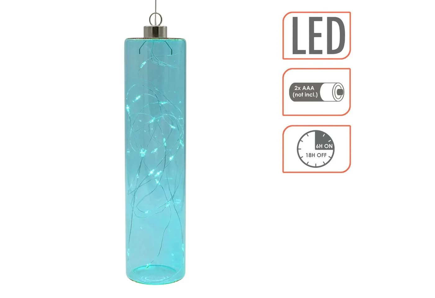 Spetebo LED Pendelleuchte Glas 24 x 6 cm mit Timer, Batterie betrieben