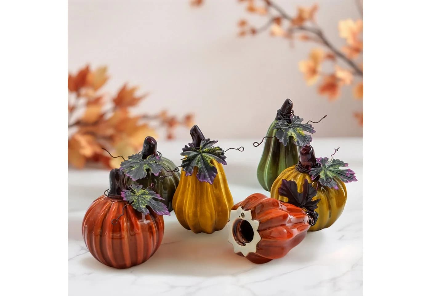 Spetebo Deko Kürbis Steinzeug 6er Set Bunt Herbstdeko - Bild 4