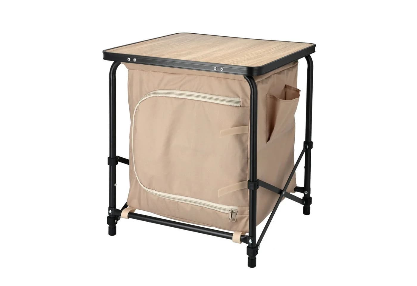Spetebo 2-in-1 Campingtisch Stoff Campingschrank Beige Faltbar - Bild 3