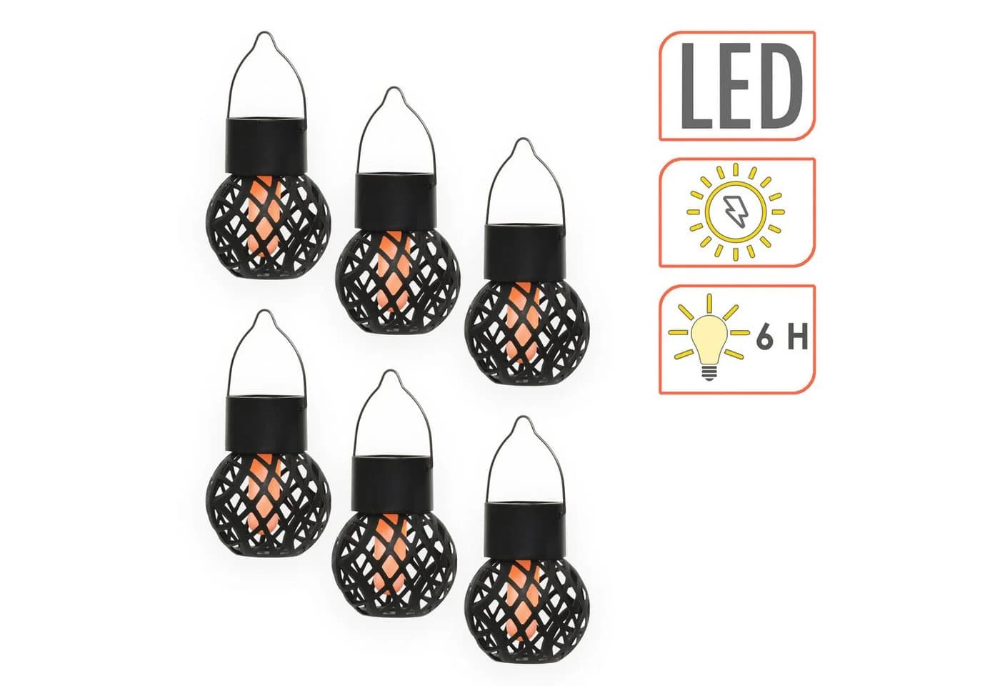 Spetebo Solar Hängeleuchten 6er Set mit Flammeneffekt - Bild 3
