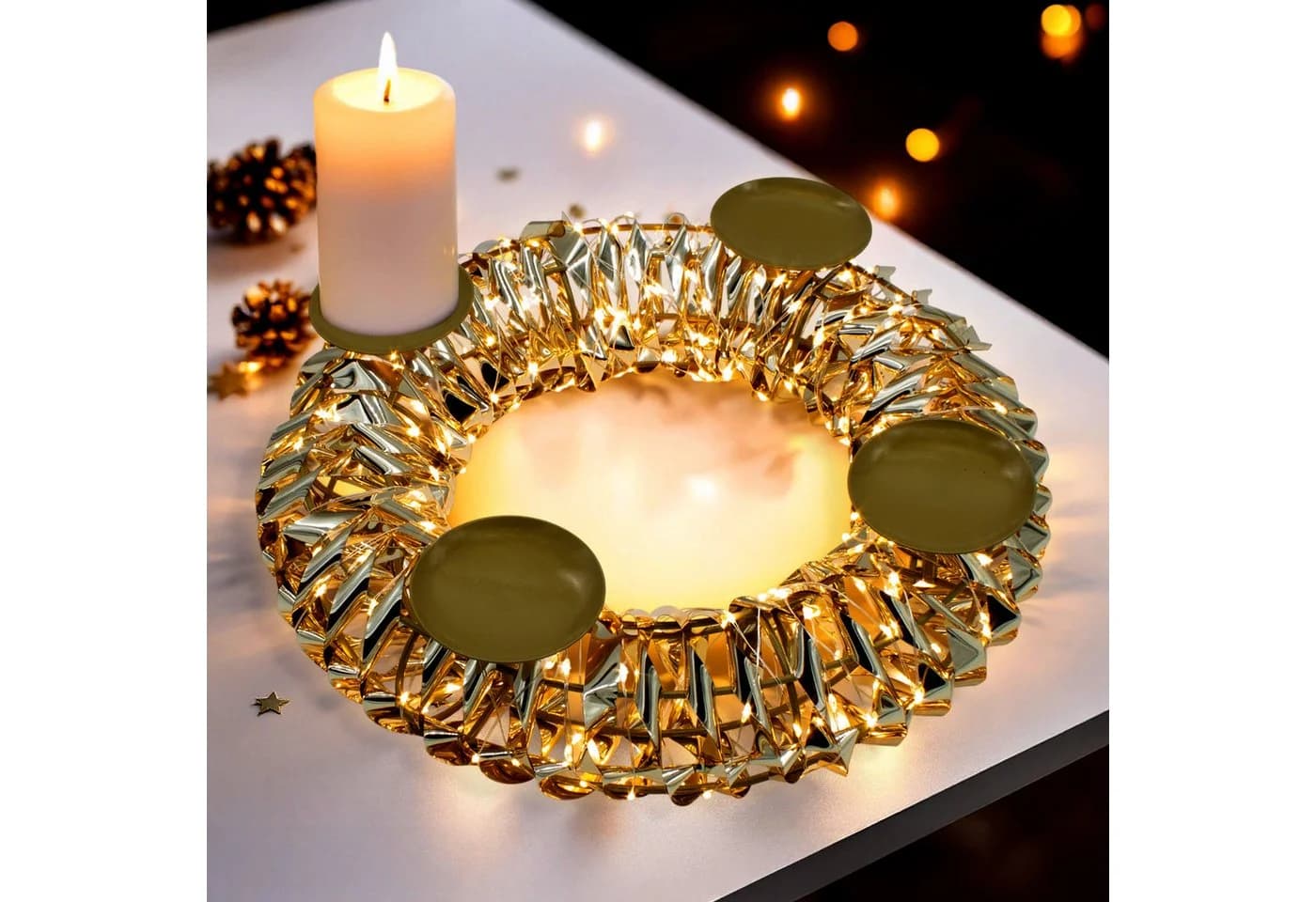 Spetebo Adventskranz Gold 250 LED mit Timer und Fernbedienung - Bild 2