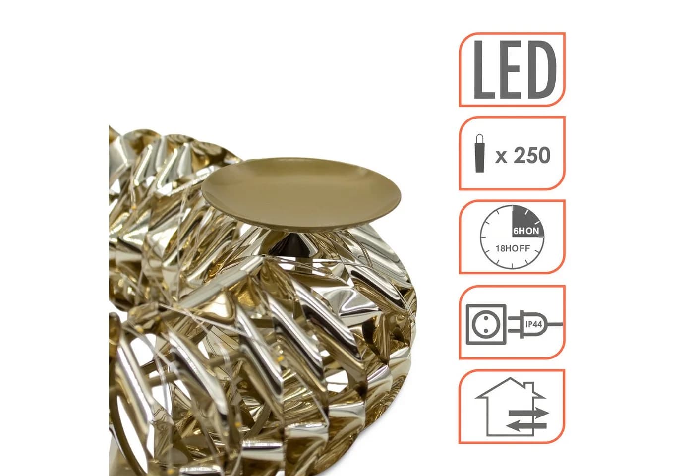 Spetebo Adventskranz Gold 250 LED mit Timer und Fernbedienung - Bild 3
