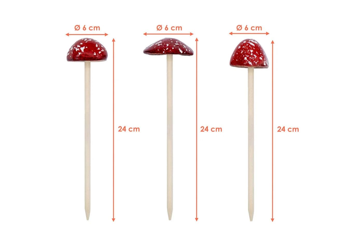 Spetebo Dekofigur Steingut Deko Pilz 3er Set Rot-Weiß