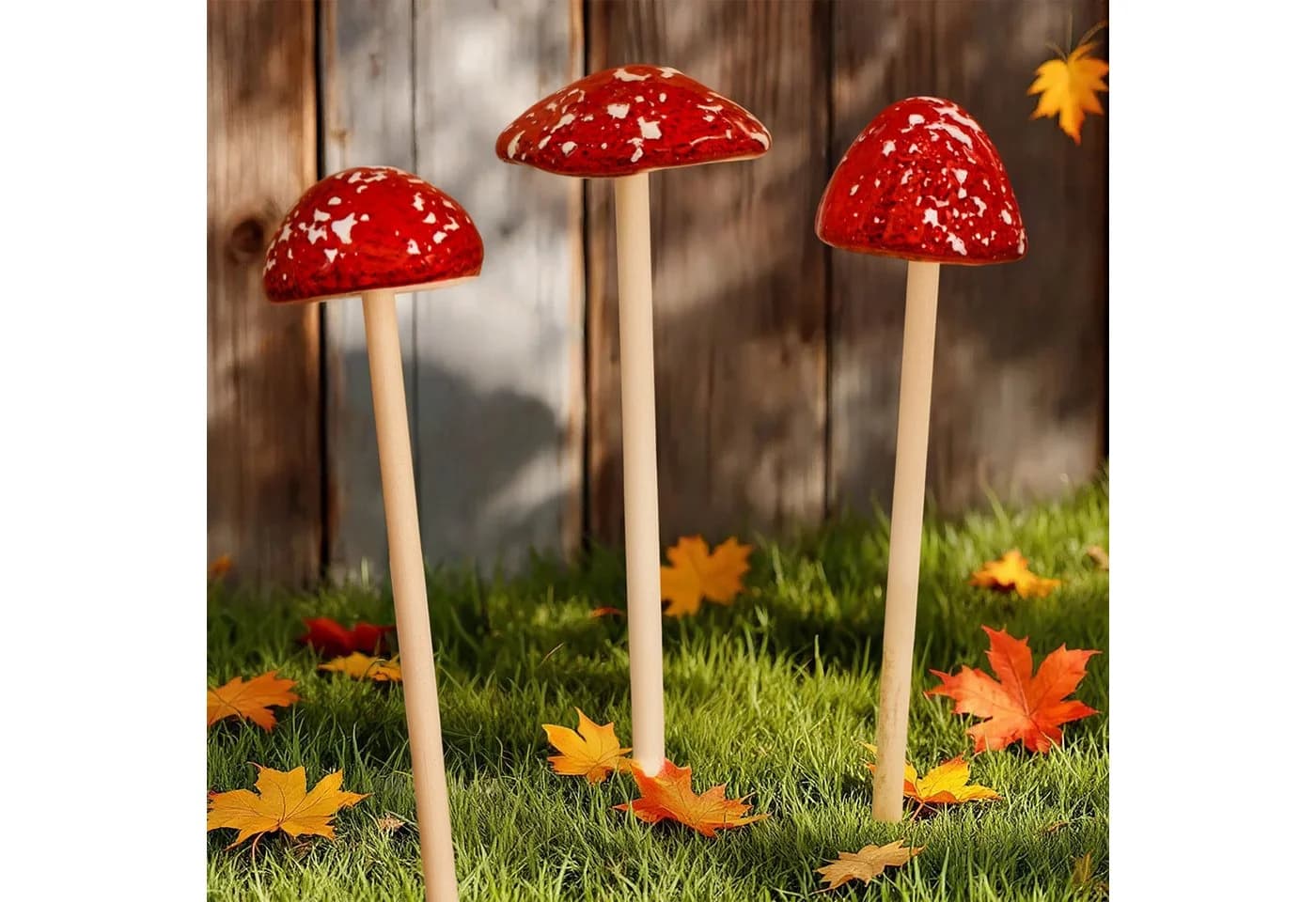Spetebo Dekofigur Steingut Deko Pilz 3er Set Rot-Weiß - Bild 5