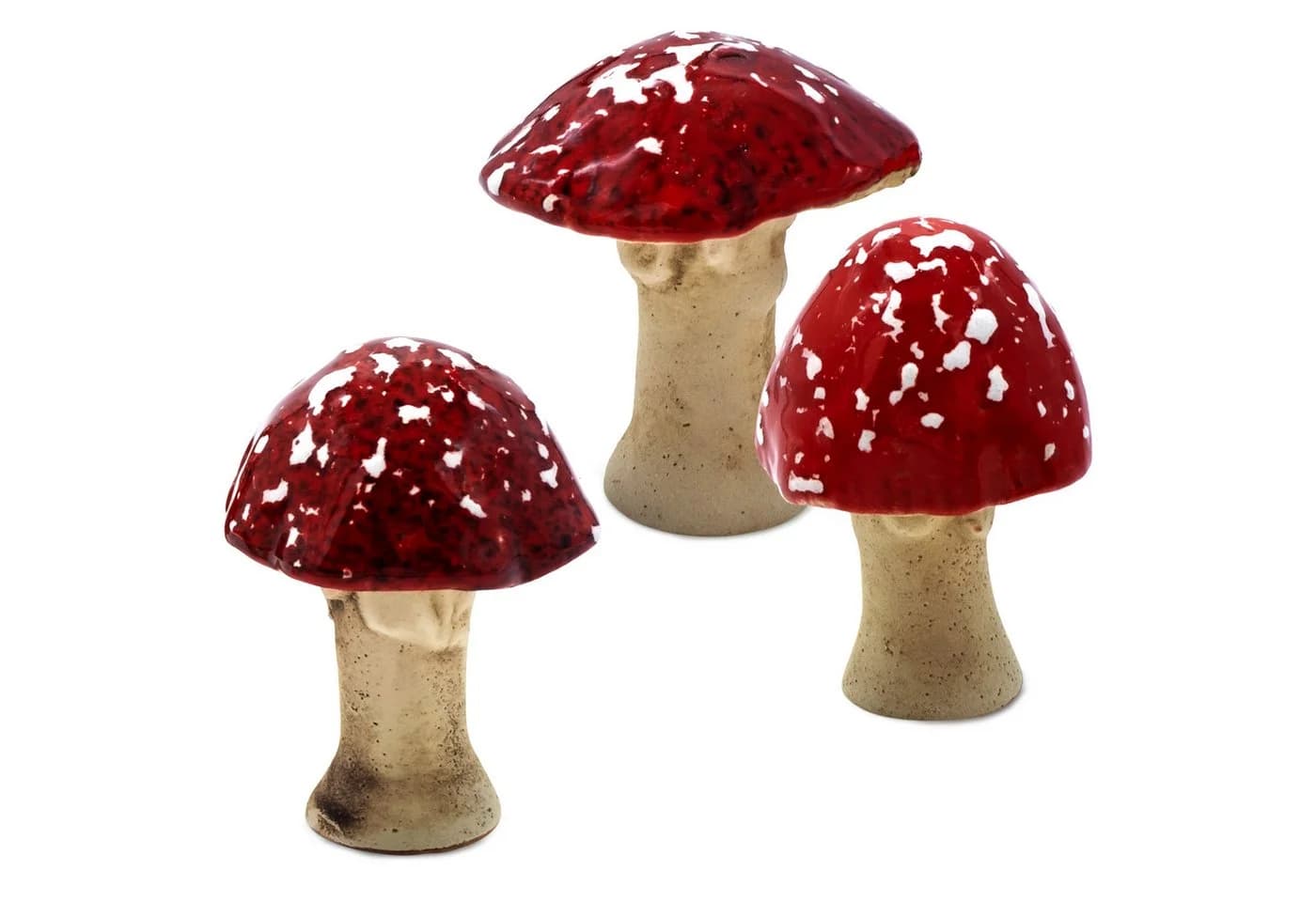 Spetebo Dekofigur Steingut Deko Pilz 3er Set Rot-Weiß - Bild 2