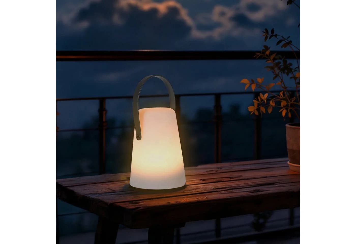 Spetebo LED Tischlampe Außen Weiß mit Timer und Lederband - Bild 2